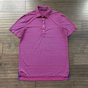 RLX Ralph Lauren Mens Sz M Purple Navy Striped Golf Polo Shirt